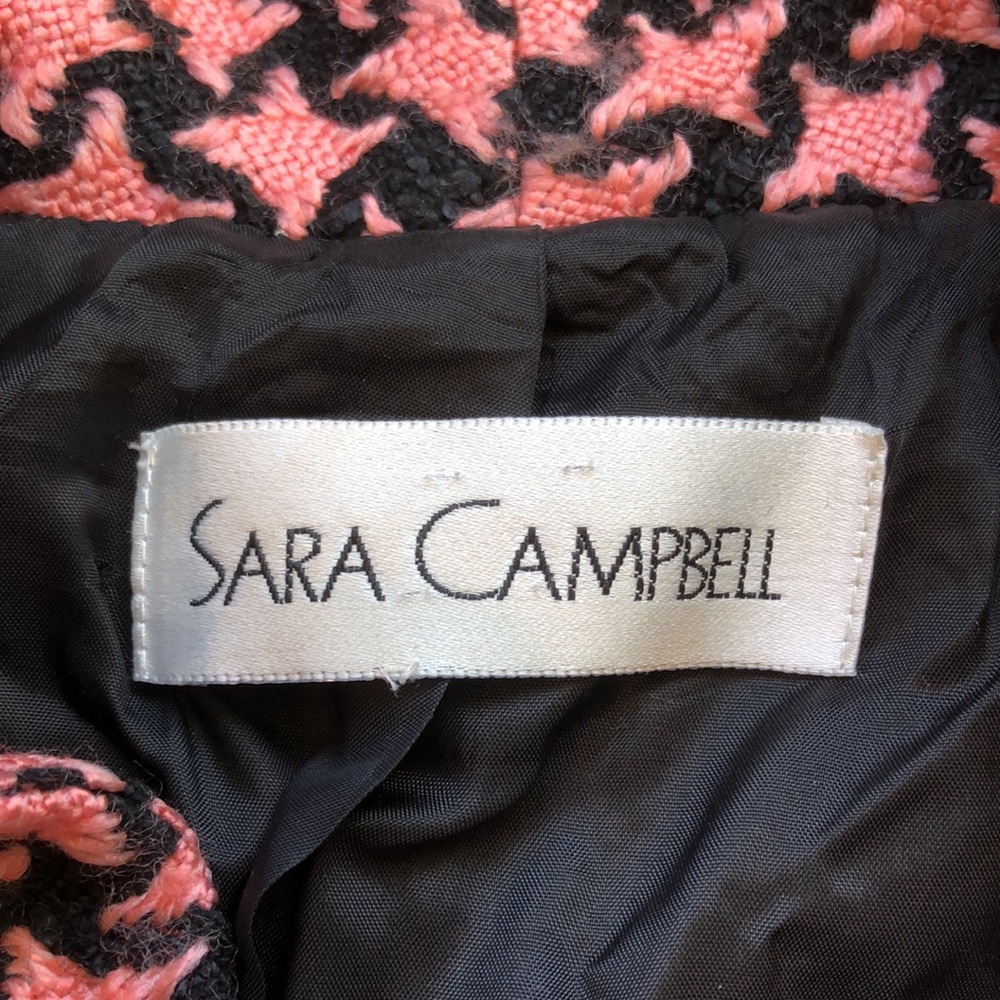 Sara Campbell coral/black houndstooth blazer - Picture 2 of 8